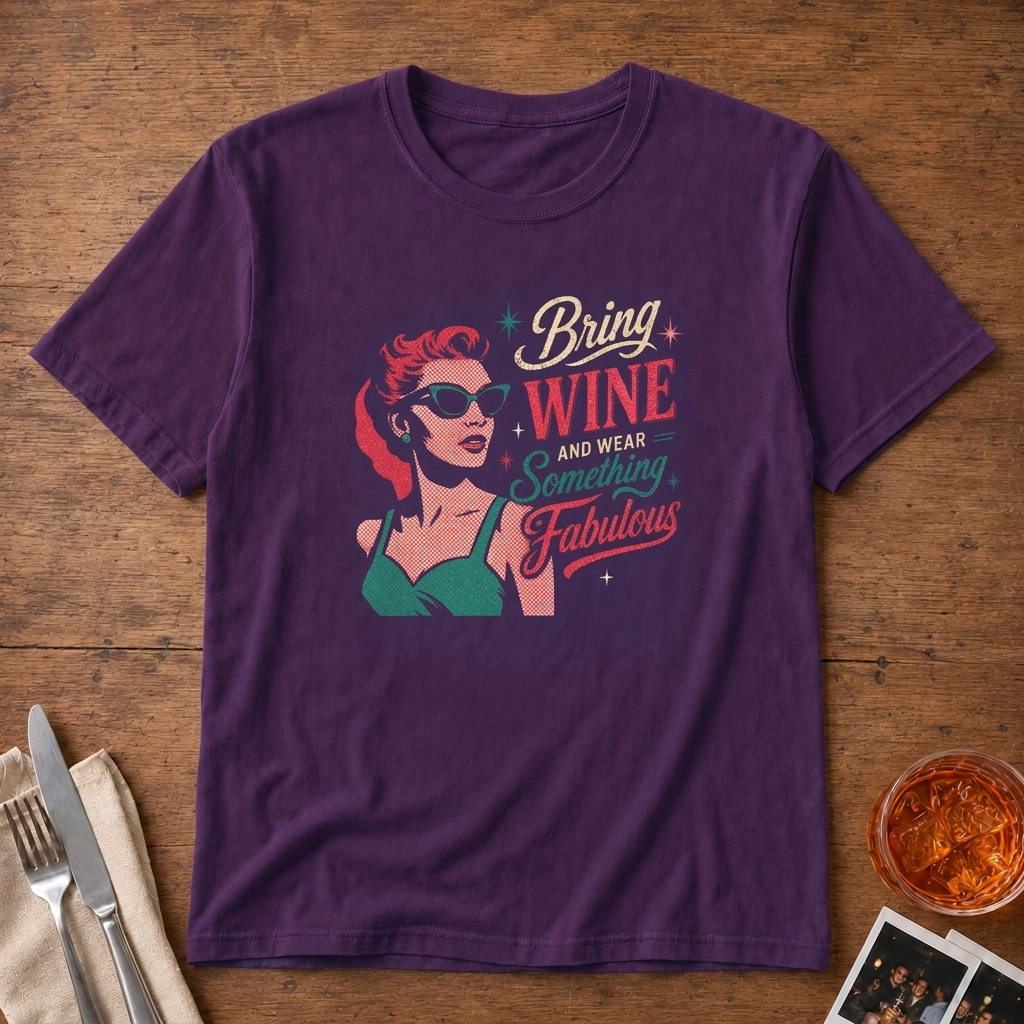 Bring Wine graphic T-shirt in navy by Butter & Tonic