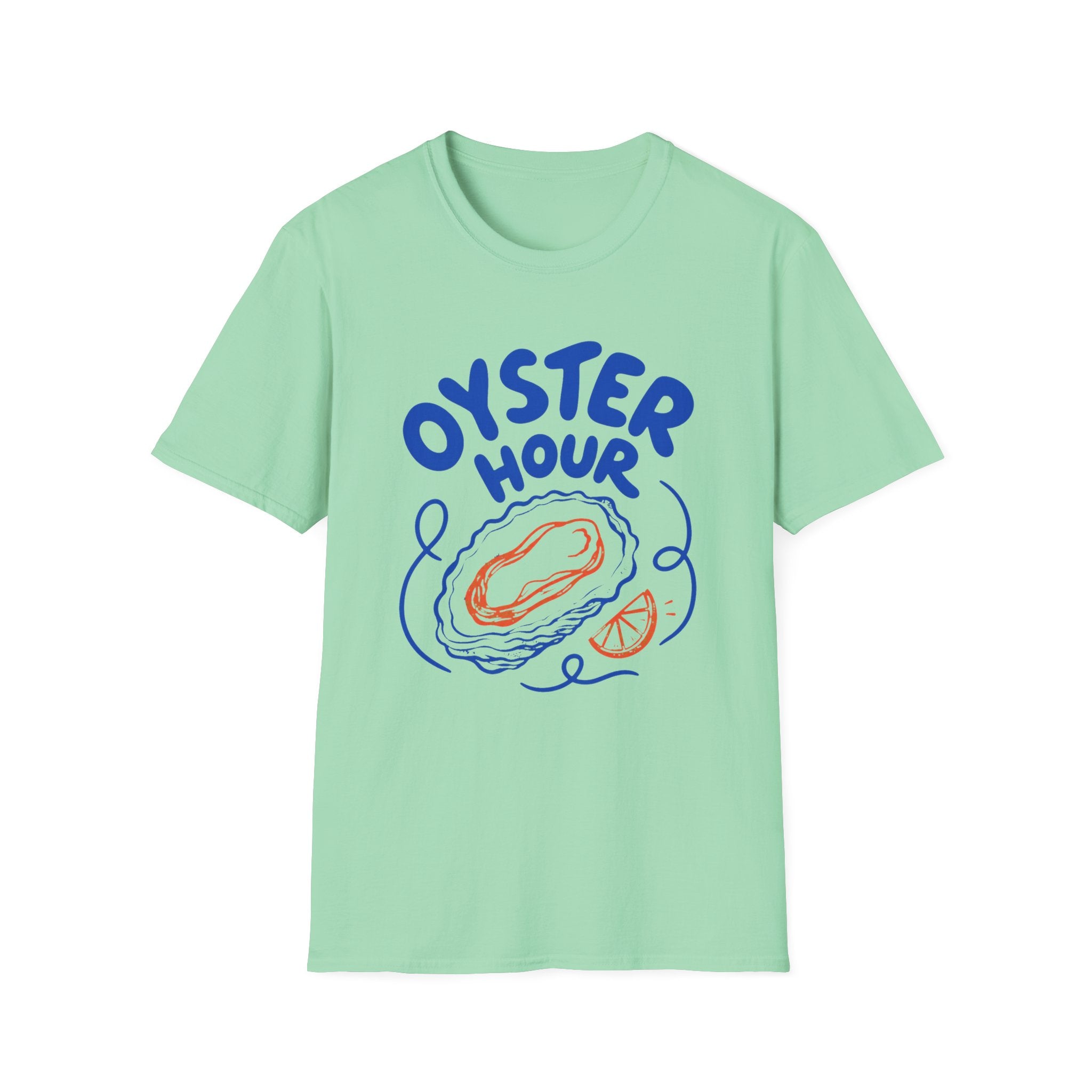 Oyster Hour graphic T-shirt in mint-green by Butter & Tonic