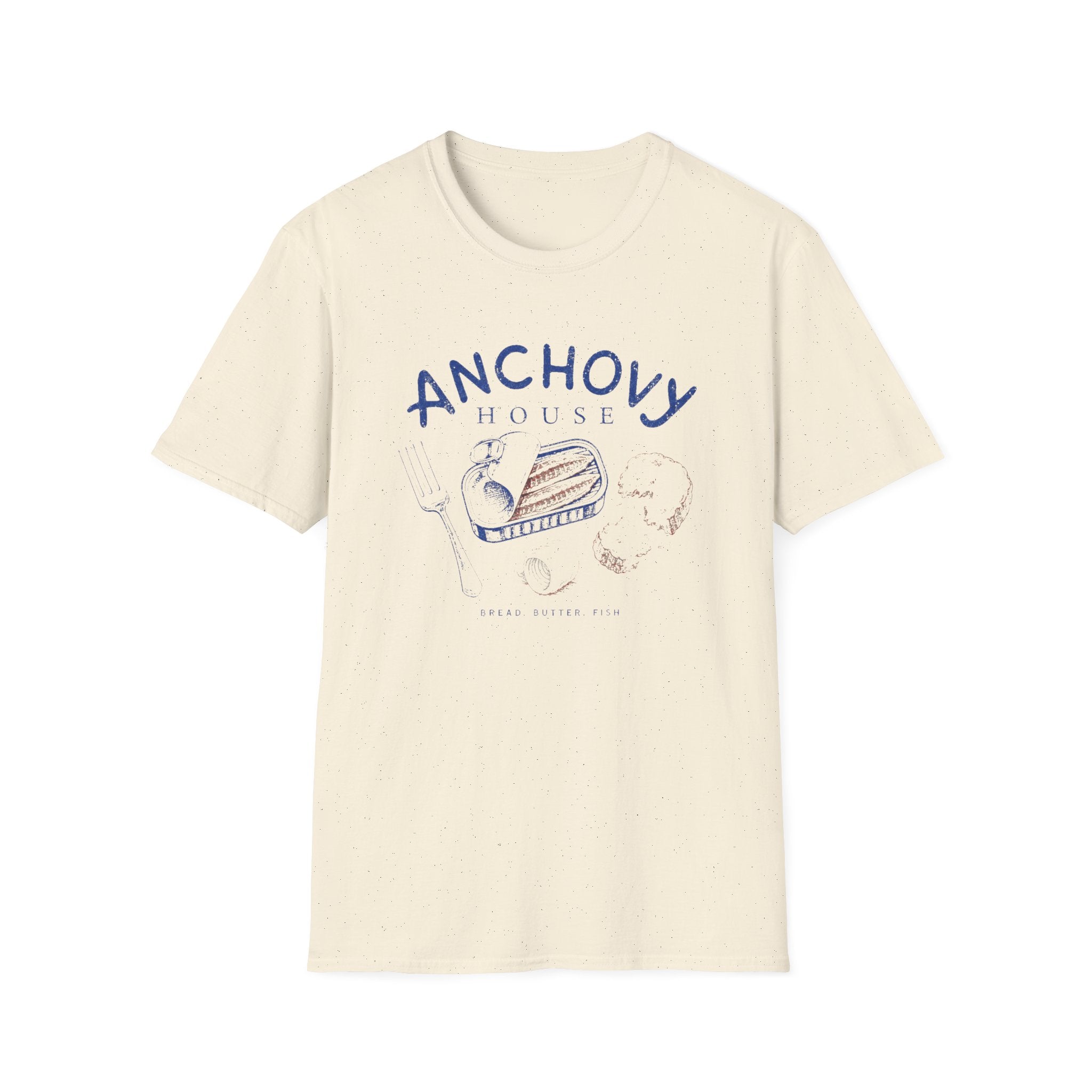 Anchovy House graphic T-shirt in light-blue by Butter & Tonic