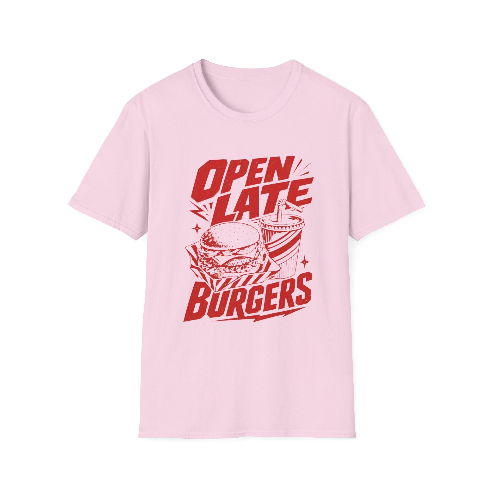 Open Late Burgers graphic T-shirt in white by Butter & Tonic