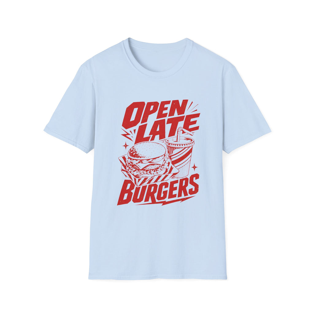 Open Late Burgers graphic T-shirt in cornsilk by Butter & Tonic