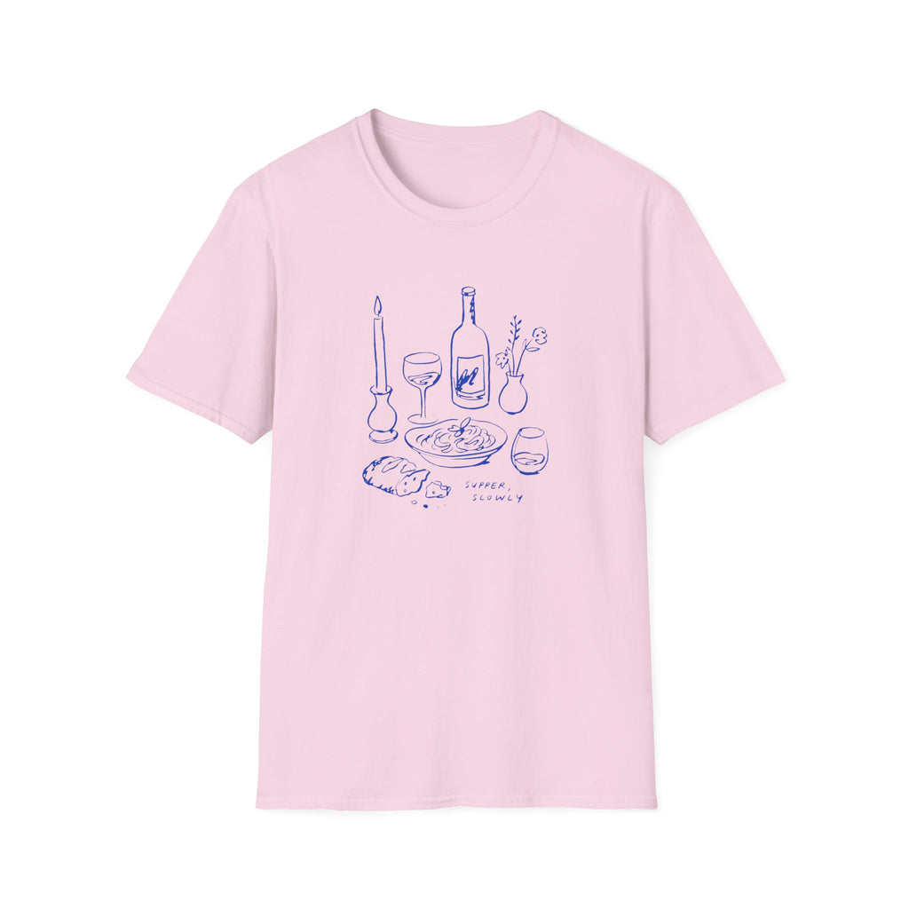 Supper Slowly graphic T-shirt in cornsilk by Butter & Tonic