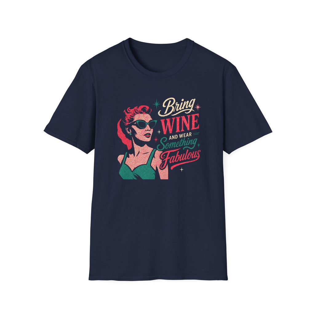 Bring Wine graphic T-shirt in navy by Butter & Tonic