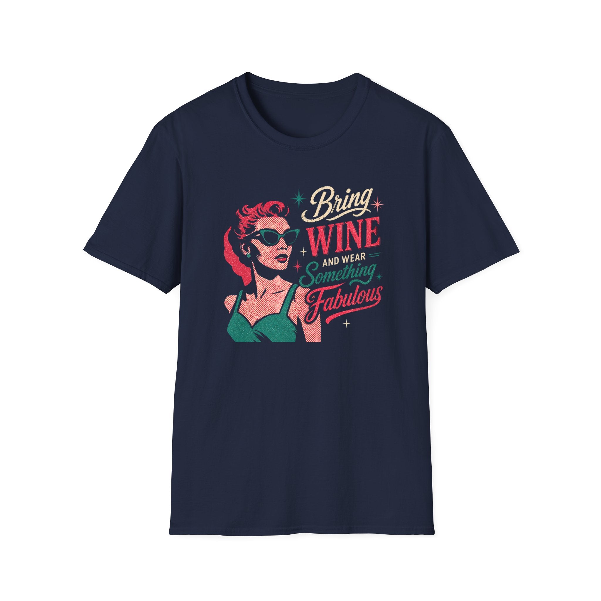 Bring Wine graphic T-shirt in navy by Butter & Tonic