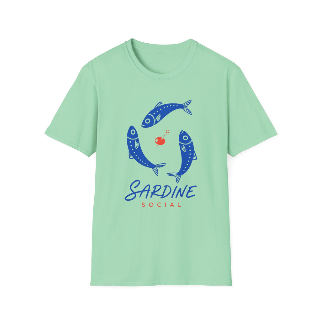 Sardine Social graphic T-shirt in mint-green by Butter & Tonic