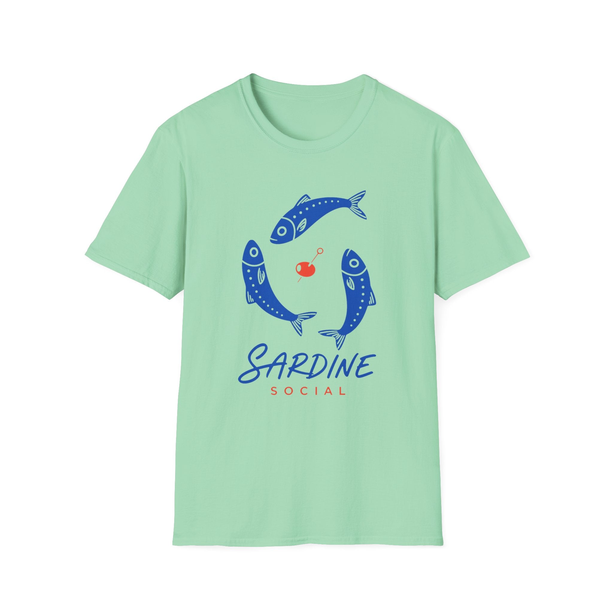 Sardine Social graphic T-shirt in mint-green by Butter & Tonic