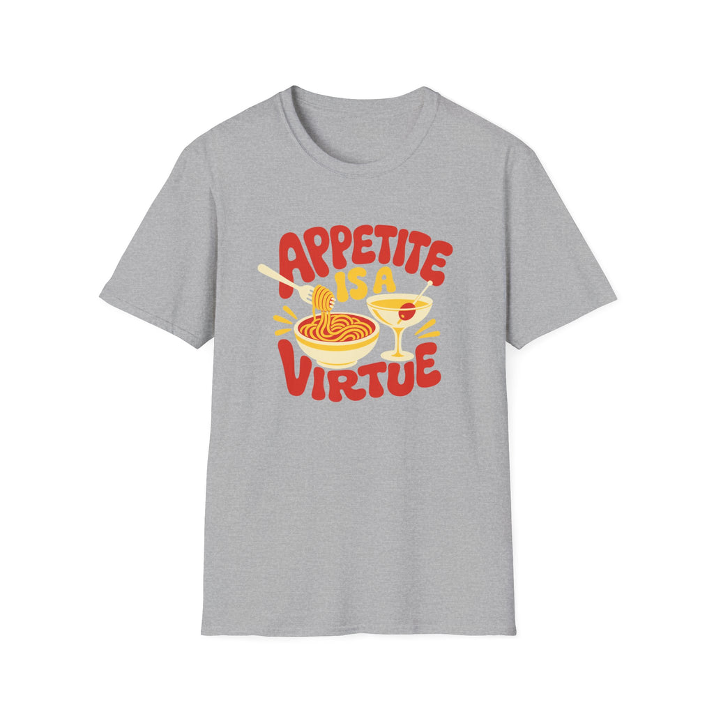 Appetite Is a Virtue graphic T-shirt in sport-grey by Butter & Tonic
