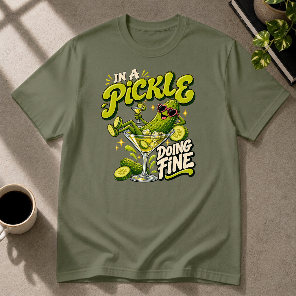 Pickle graphic T-shirt in military-green by Butter & Tonic on s tee by Butter & Tonic