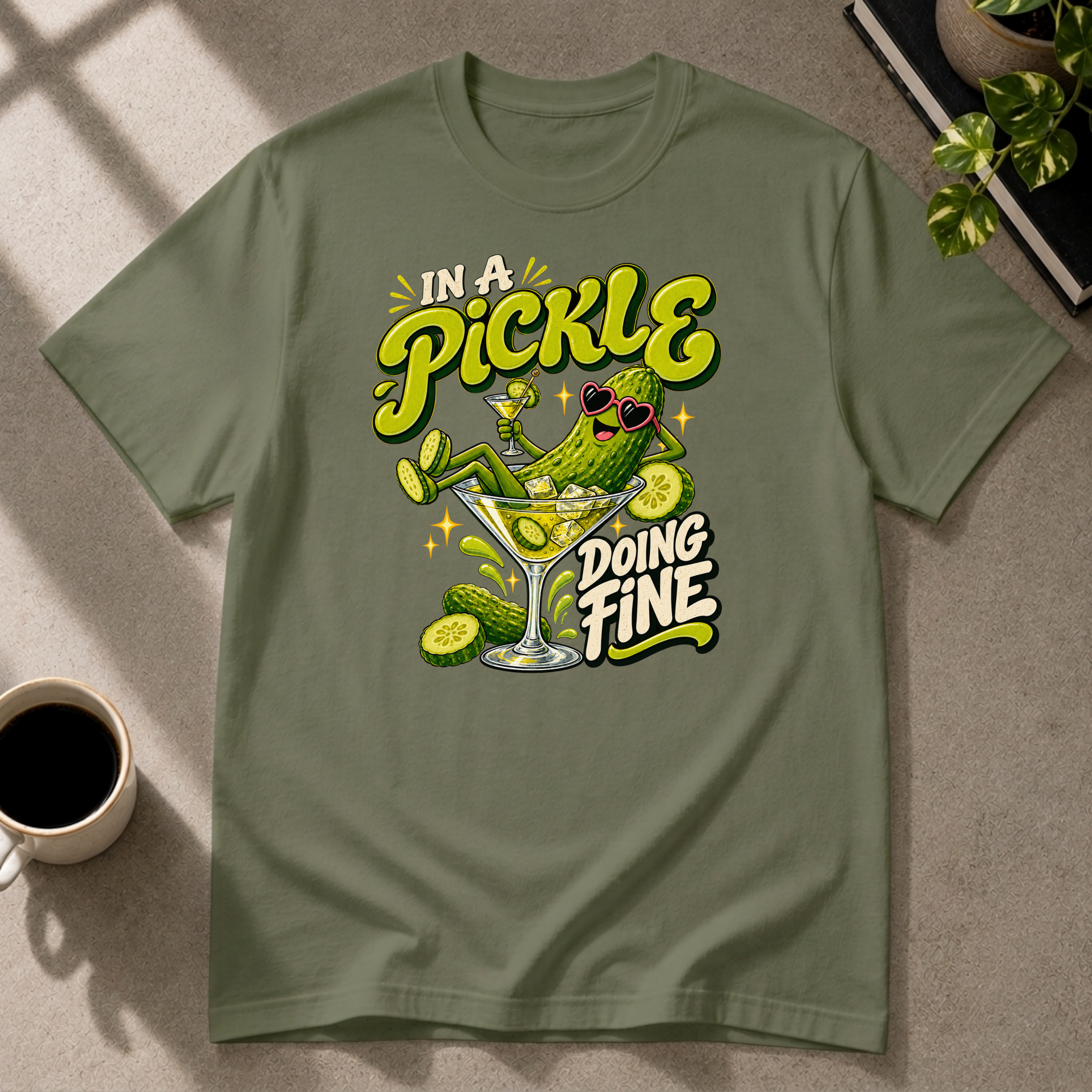 Pickle graphic T-shirt in military-green by Butter & Tonic on s tee by Butter & Tonic