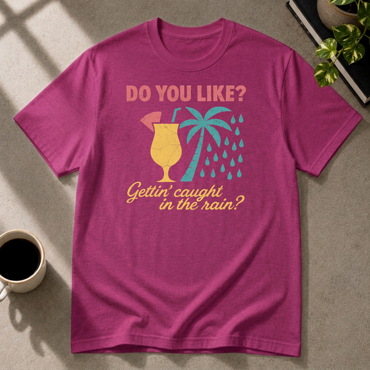 Piña colada graphic T-shirt in antique-heliconia by Butter & Tonic on xl tee by Butter & Tonic