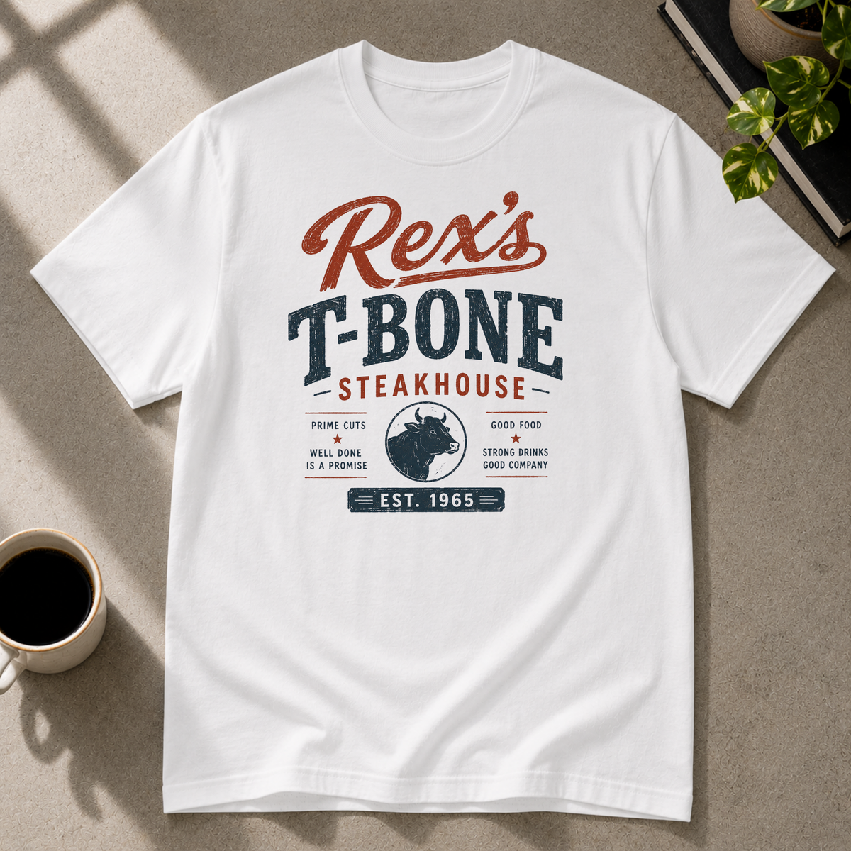 Steakhouse graphic T-shirt on natural tee by Butter & Tonic
