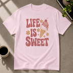 Ice cream graphic T-shirt on light pink tee by Butter & Tonic