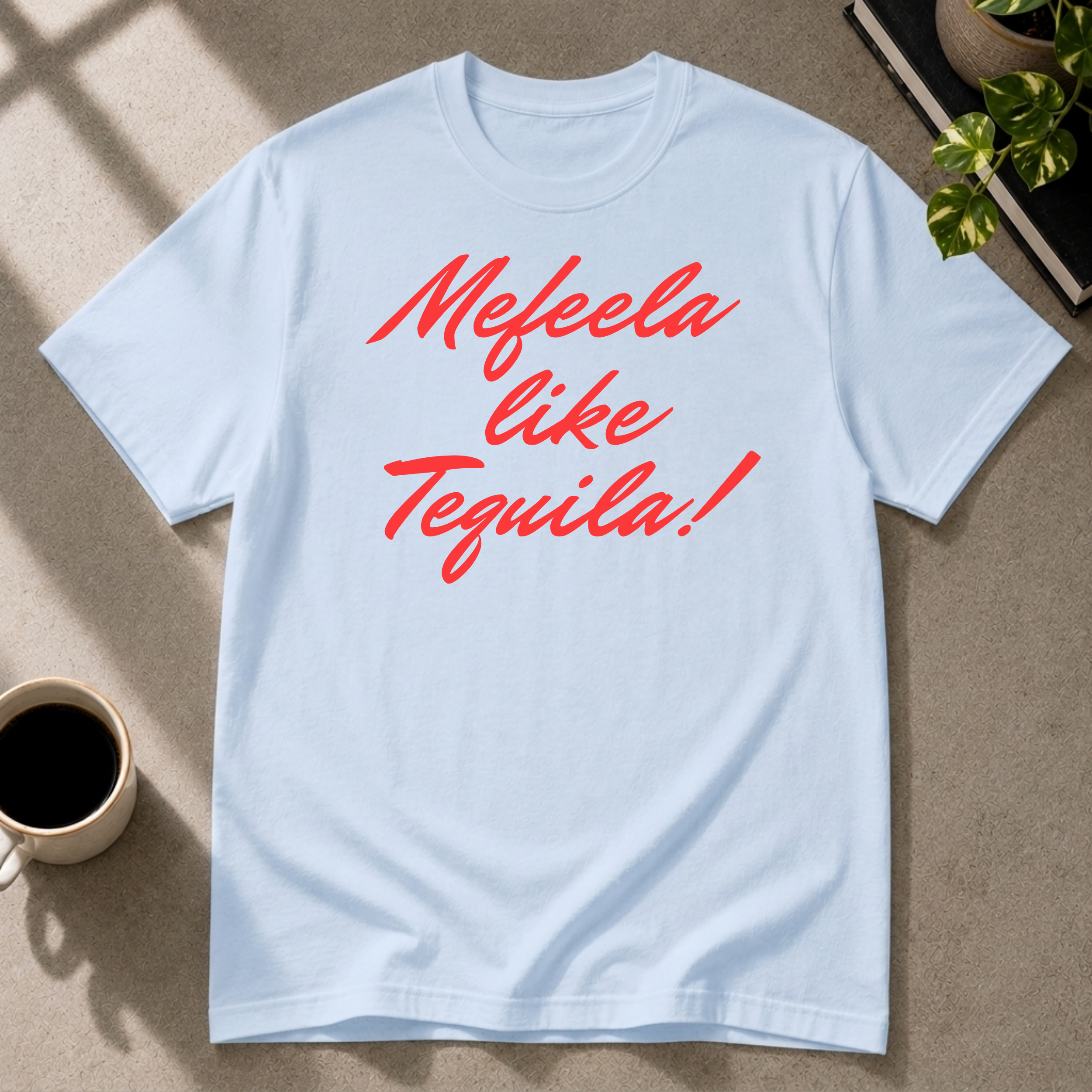 Tequila Feeling graphic T-shirt in light-blue by Butter & Tonic on 3xl tee by Butter & Tonic