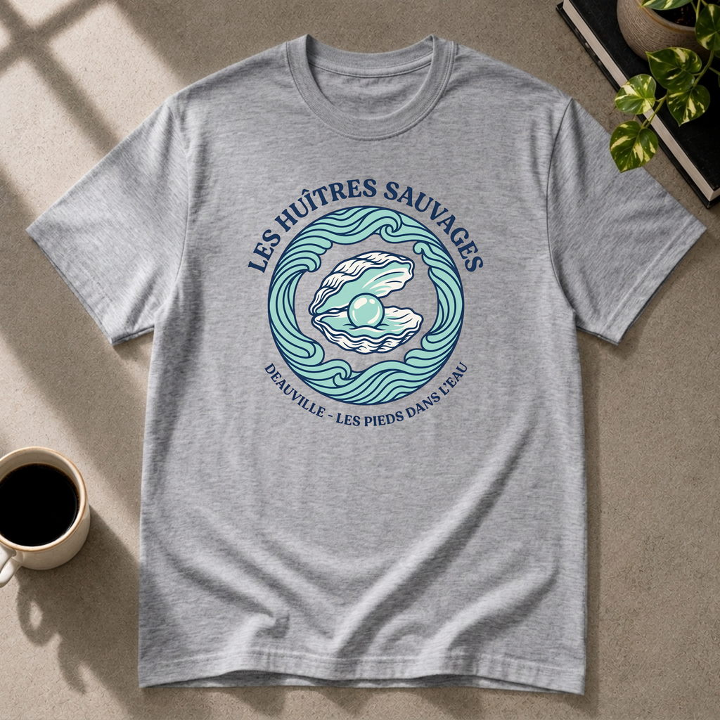 Oyster graphic T-shirt on sport grey tee by Butter & Tonic