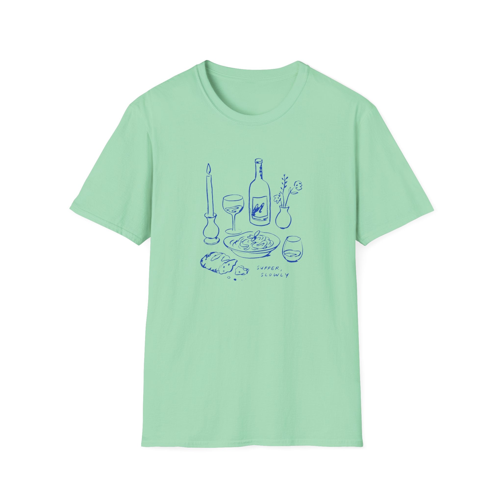 Supper Slowly graphic T-shirt in sand by Butter & Tonic