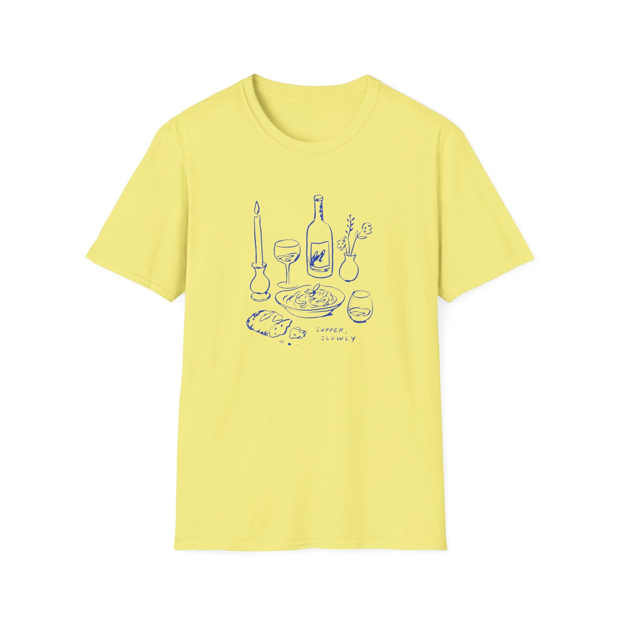 Supper Slowly graphic T-shirt in mint-green by Butter & Tonic