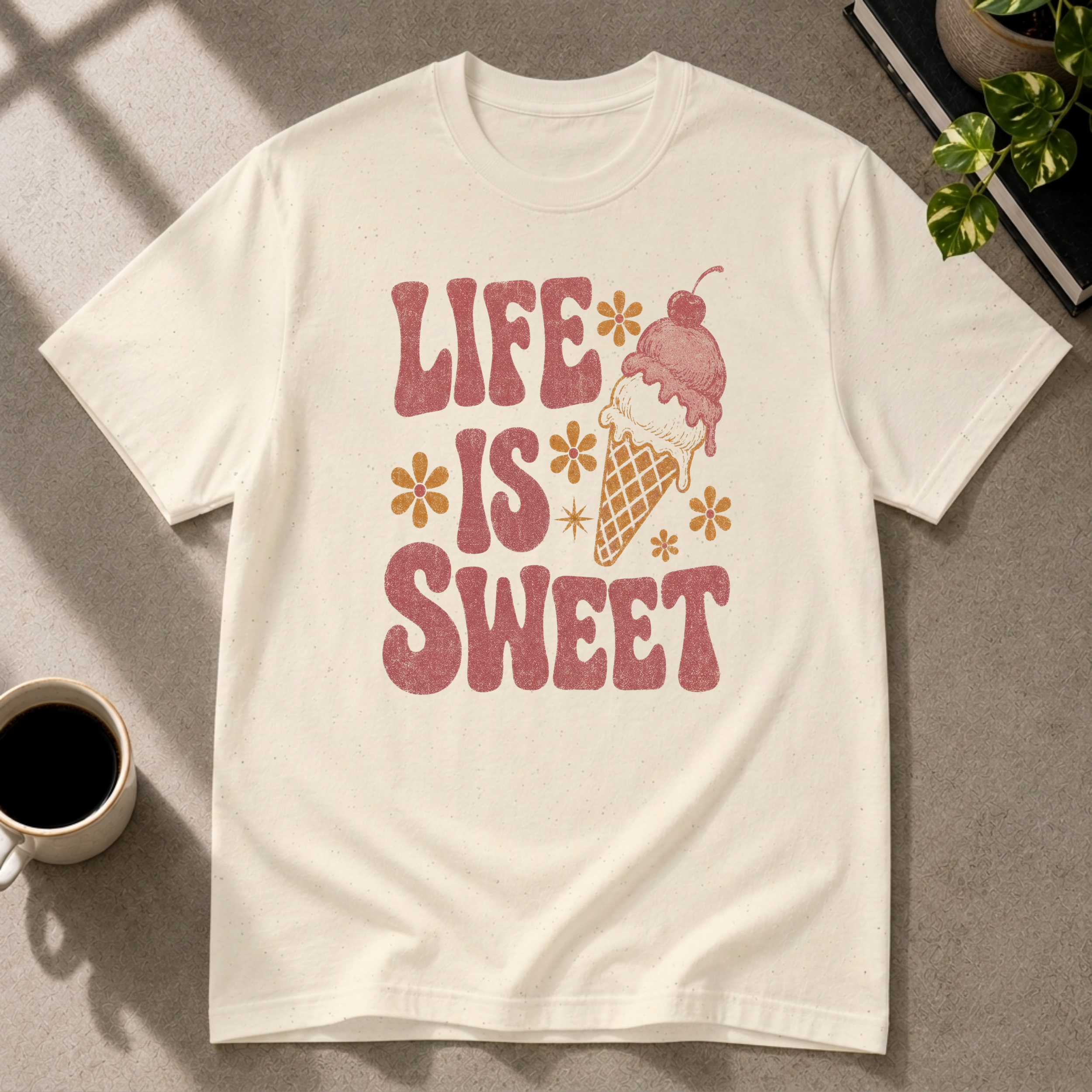 Ice cream graphic T-shirt on natural tee by Butter & Tonic