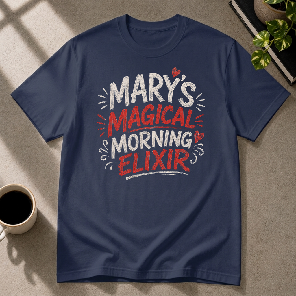 Mary's Magical Elixer graphic T-shirt in navy by Butter & Tonic on m tee by Butter & Tonic