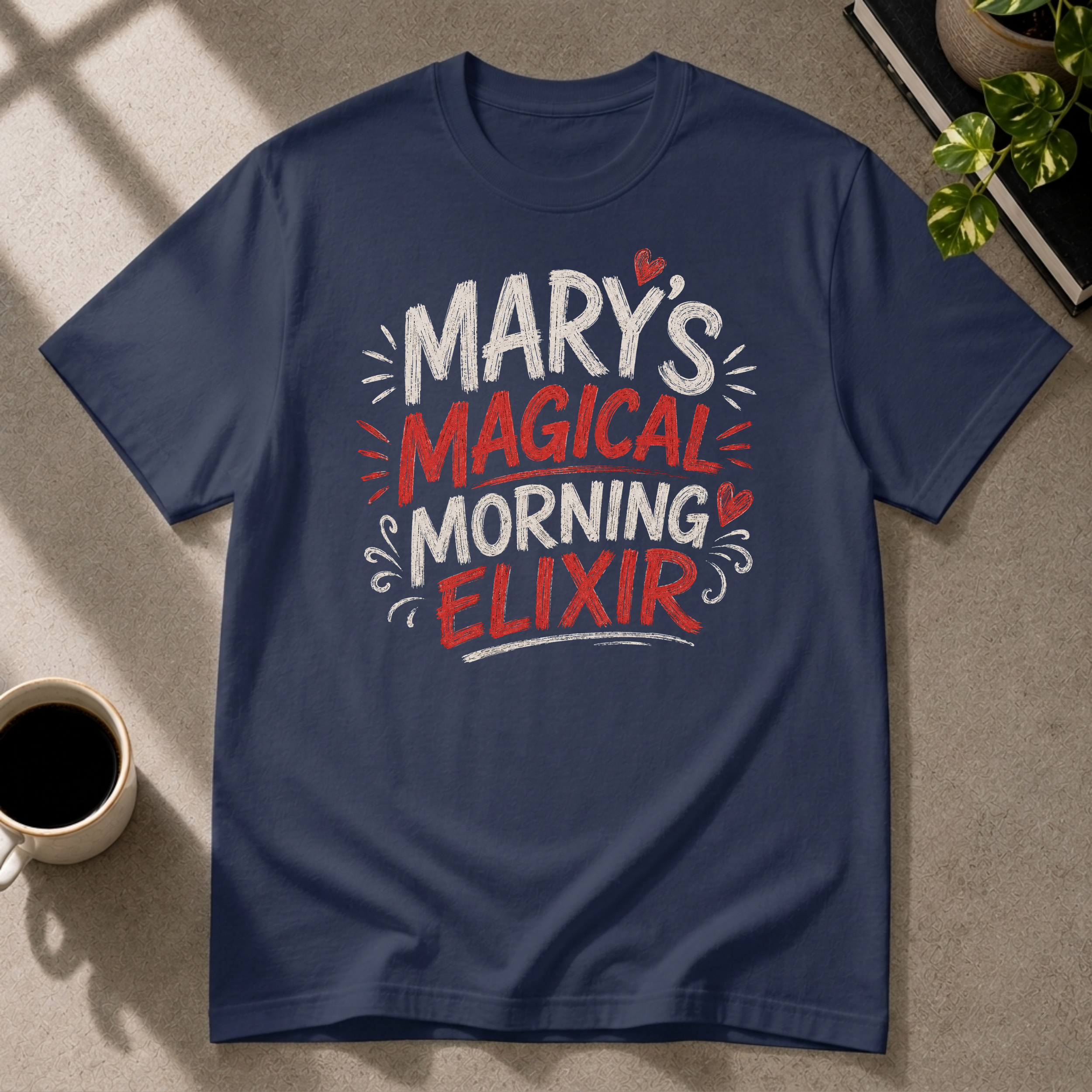 Mary's Magical Elixer graphic T-shirt in navy by Butter & Tonic on m tee by Butter & Tonic