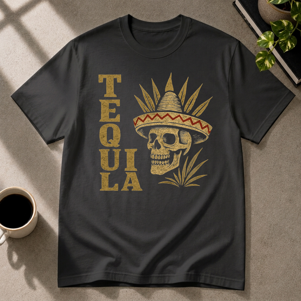 Tequila graphic T-shirt on black tee by Butter & Tonic