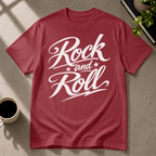 Rock and Roll graphic T-shirt on antique cherry red tee by Butter & Tonic
