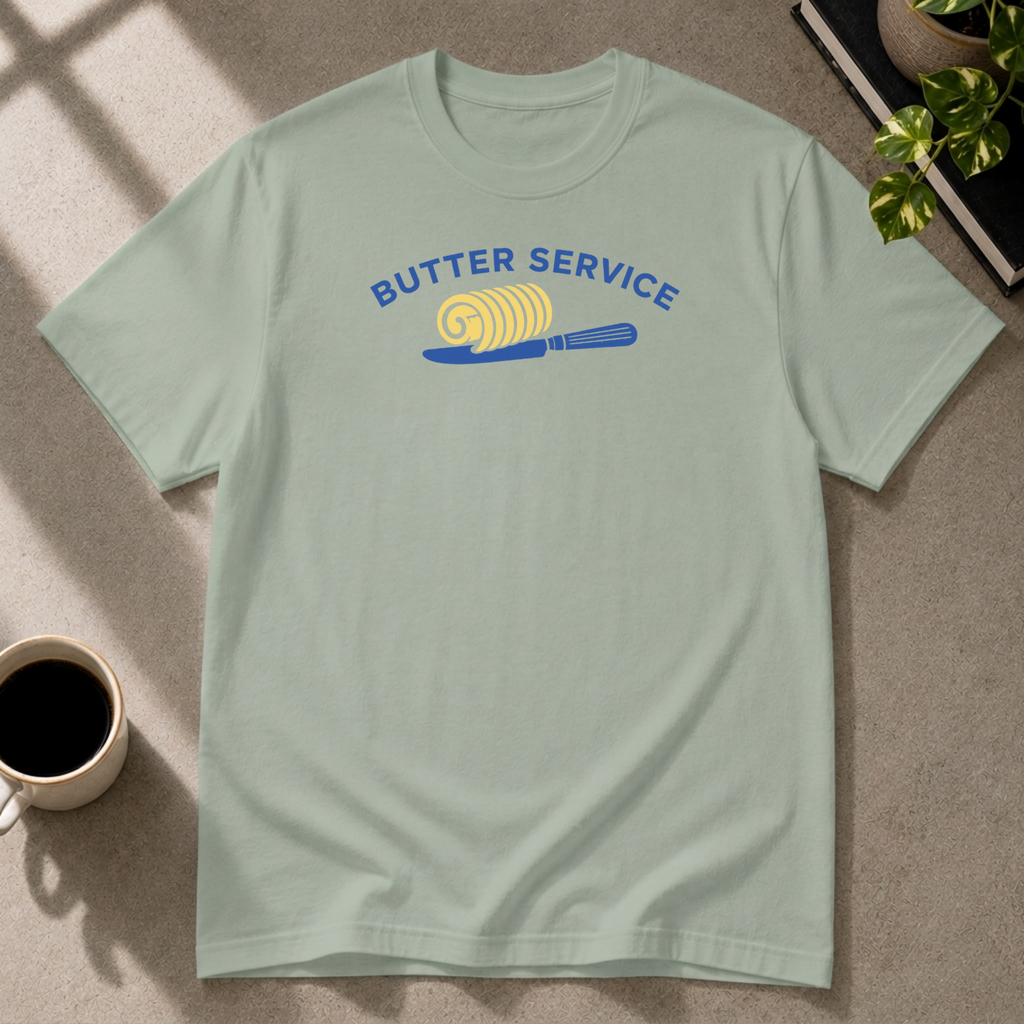 Butter graphic T-shirt in sage by Butter & Tonic on s tee by Butter & Tonic