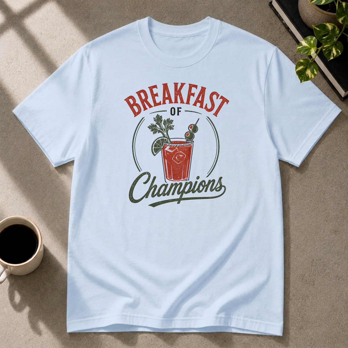 Breakfast of Champions graphic T-shirt in light-blue by Butter & Tonic on xl tee by Butter & Tonic