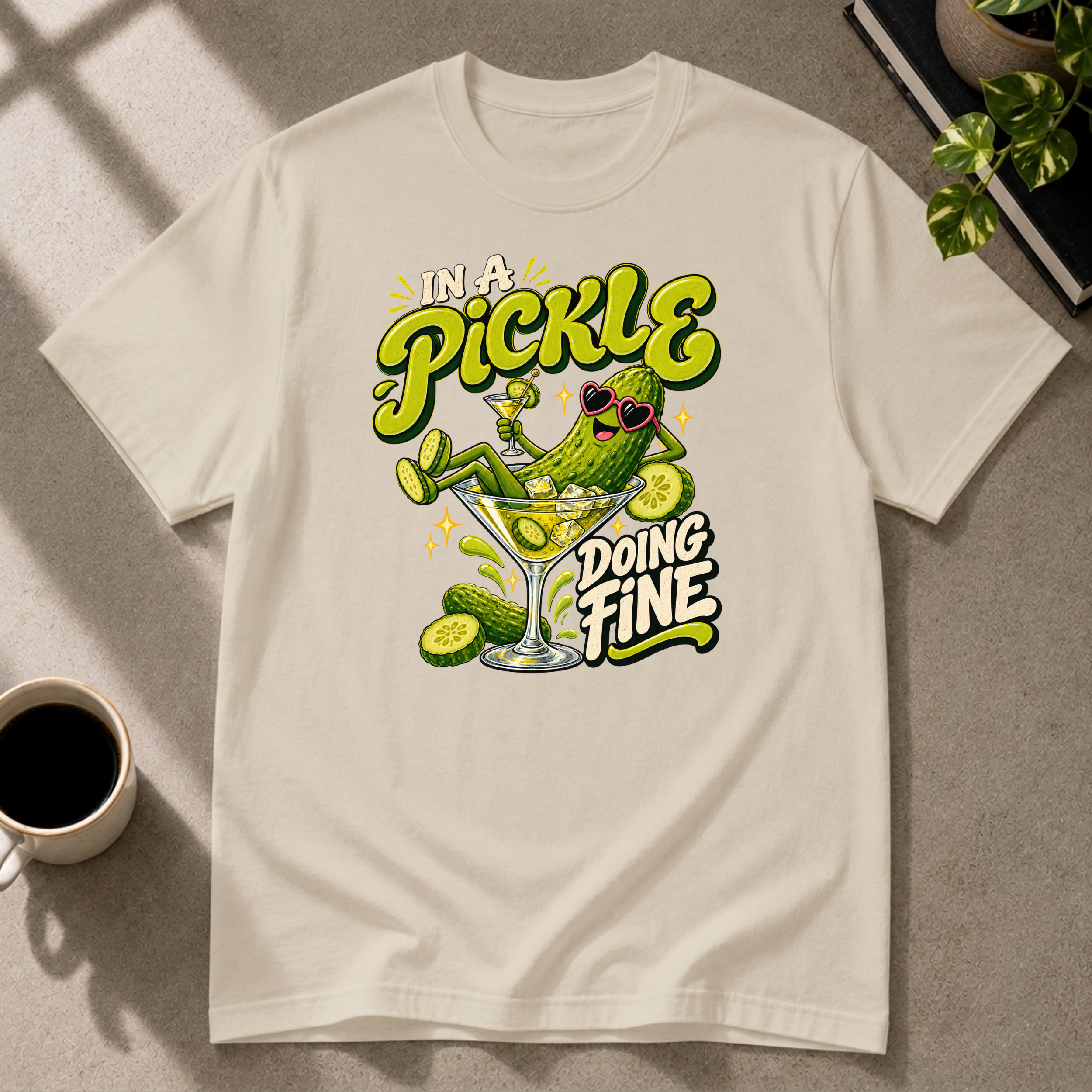Pickle graphic T-shirt in sand by Butter & Tonic on s tee by Butter & Tonic