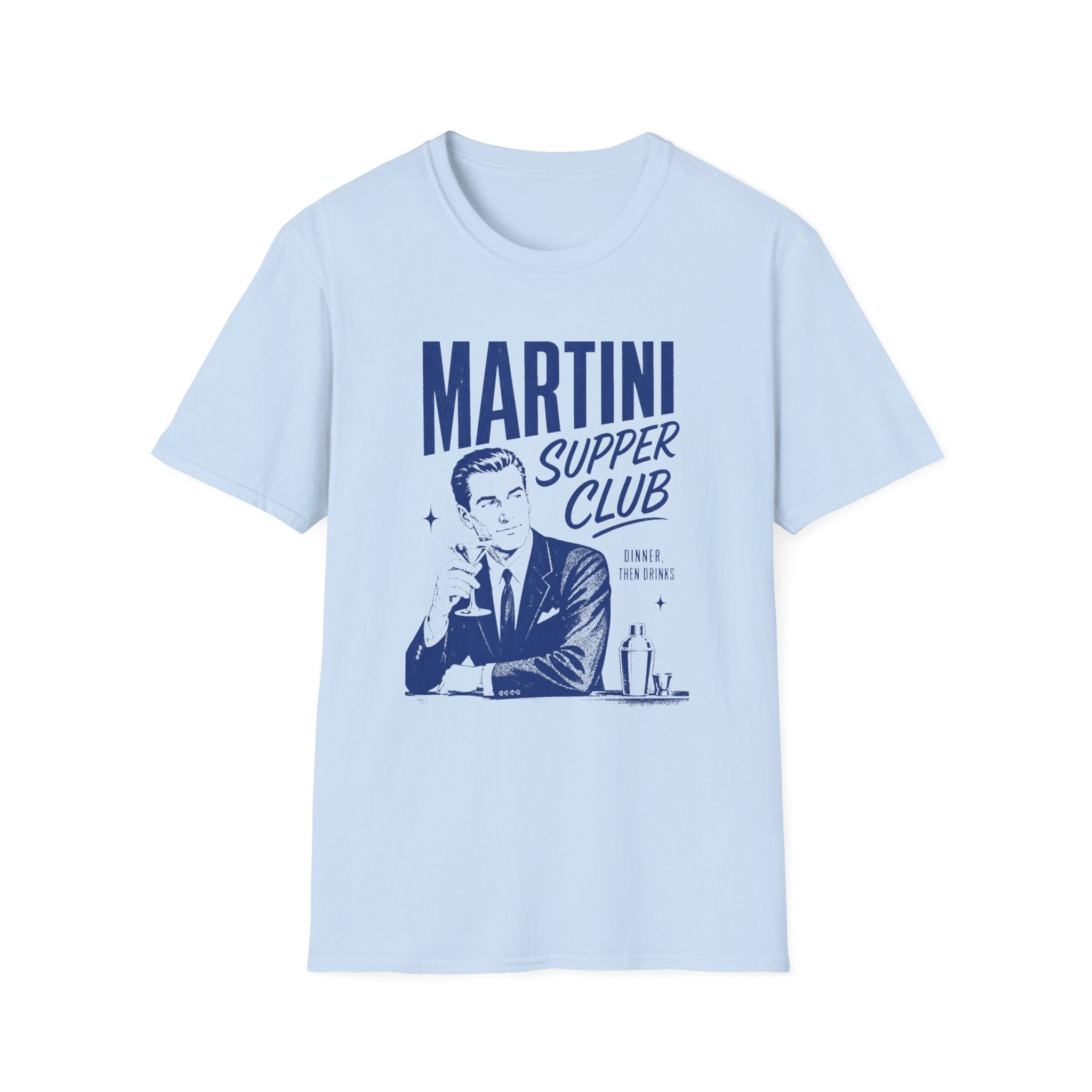 Martini Supper Club graphic T-shirt in light-blue by Butter & Tonic
