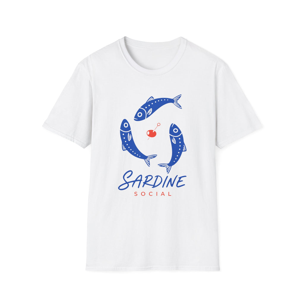 Sardine Social graphic T-shirt in light-blue by Butter & Tonic