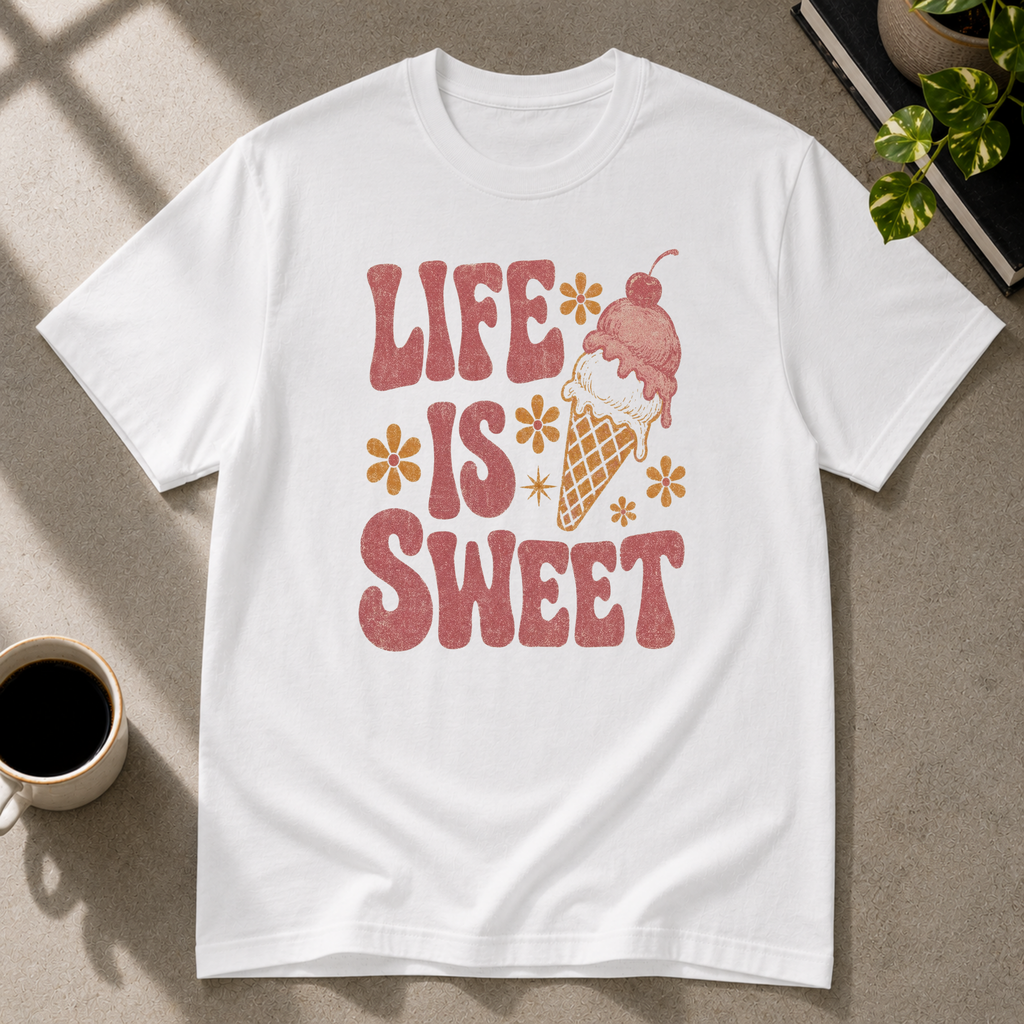 Ice cream graphic T-shirt on white tee by Butter & Tonic
