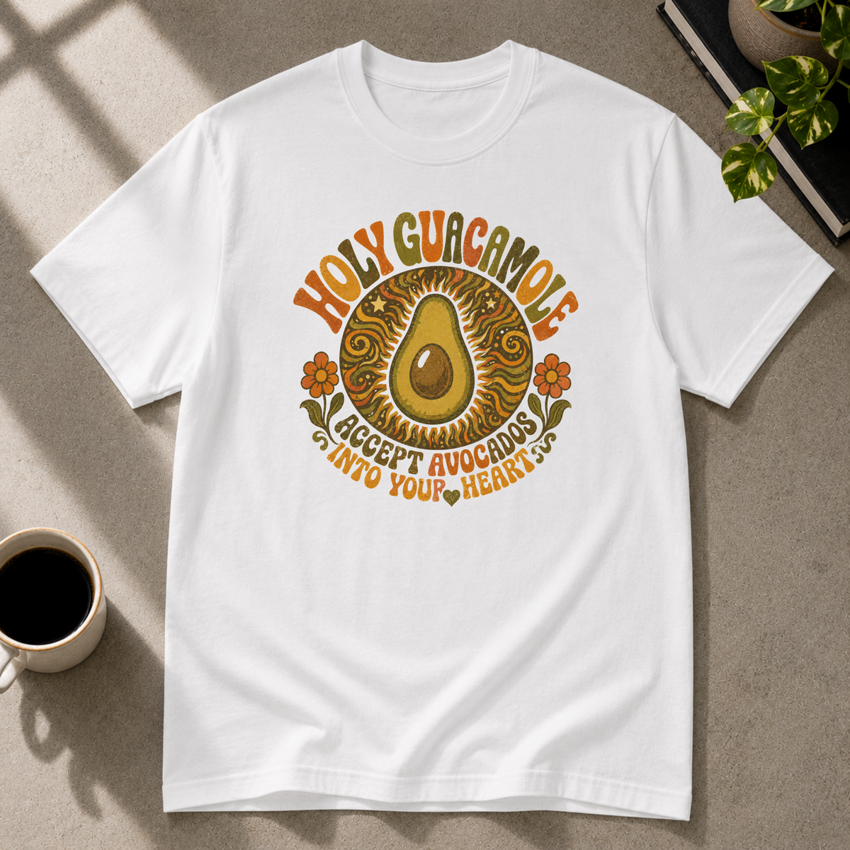 Avocado guacamole graphic T-shirt on white tee by Butter & Tonic
