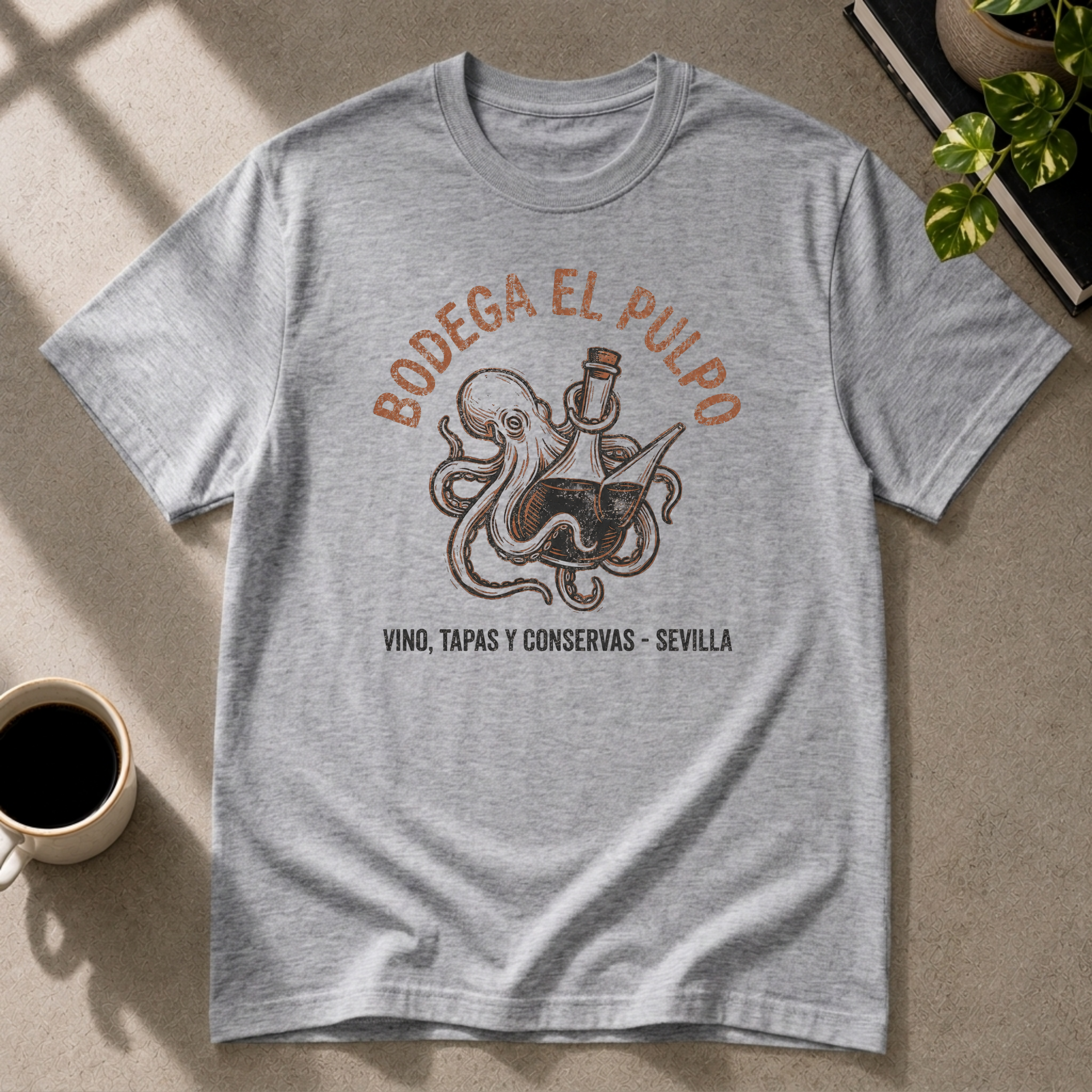 Octopus graphic T-shirt on sport grey tee by Butter & Tonic