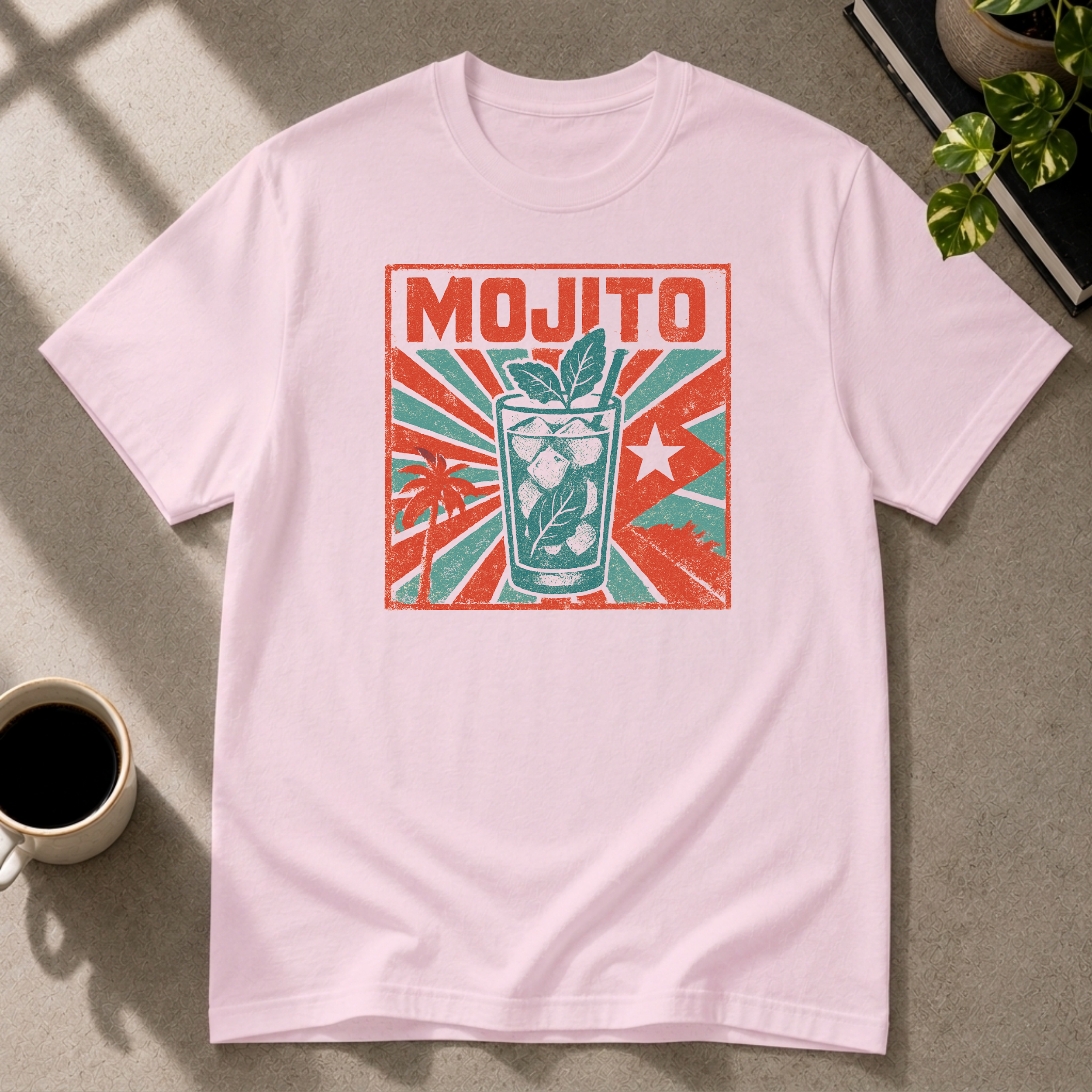 Mojito graphic T-shirt in light-pink by Butter & Tonic on 3xl tee by Butter & Tonic