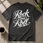 Rock and Roll graphic T-shirt on black tee by Butter & Tonic
