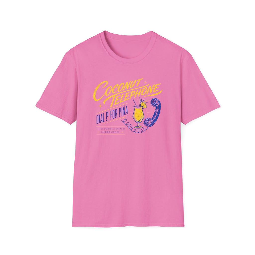 Dial P for Pina graphic T-shirt in coral-silk by Butter & Tonic