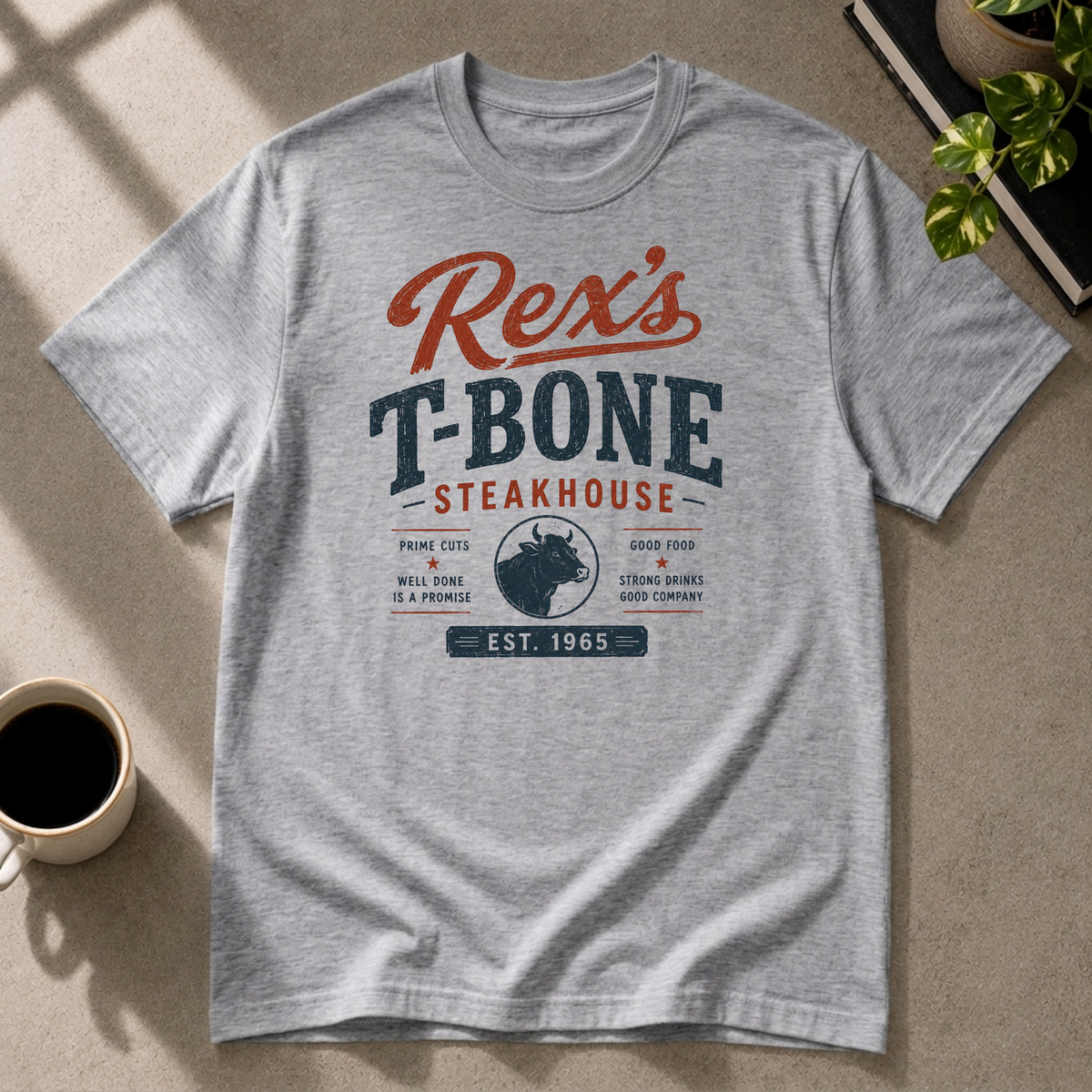 Steakhouse graphic T-shirt on white tee by Butter & Tonic