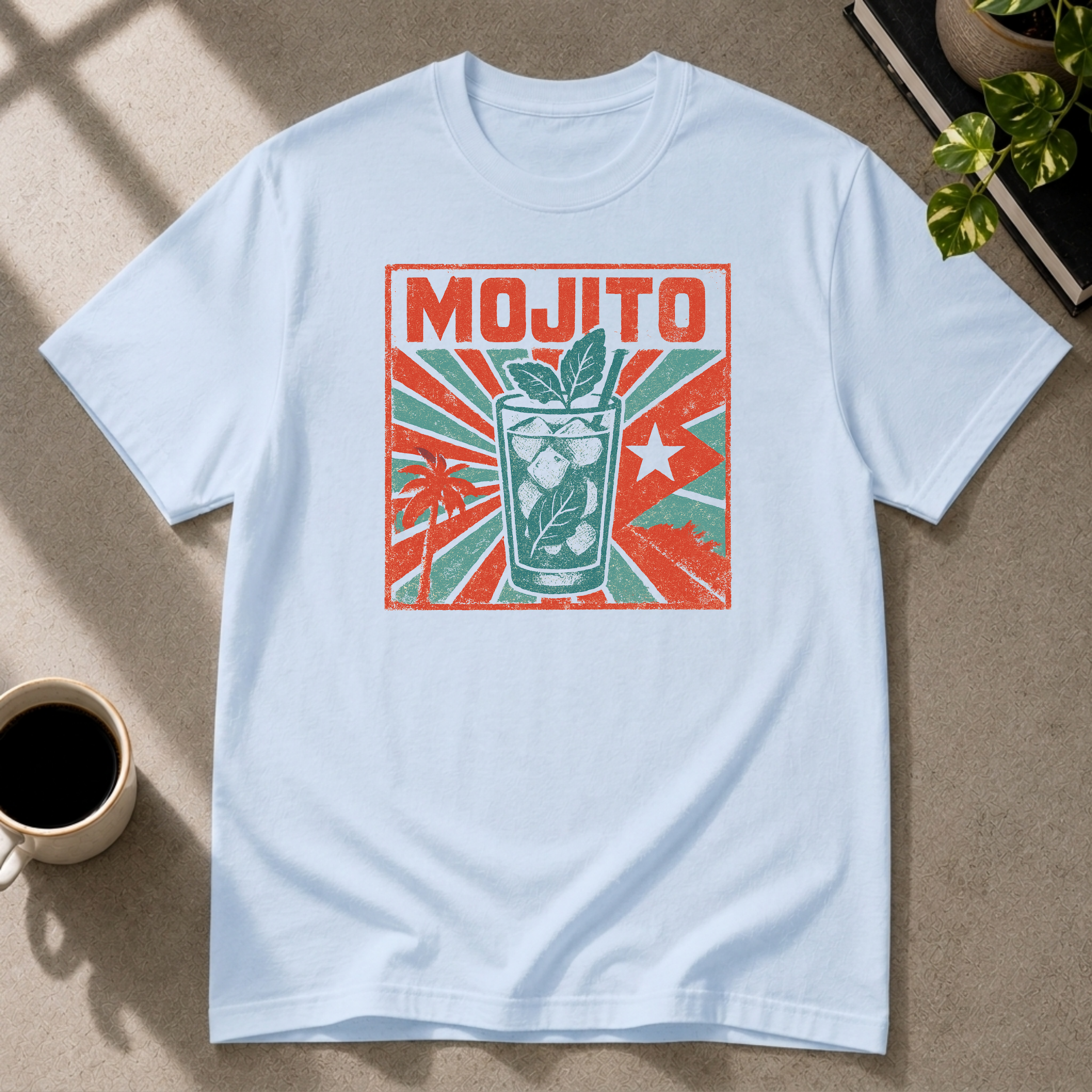Mojito graphic T-shirt in light-blue by Butter & Tonic on m tee by Butter & Tonic