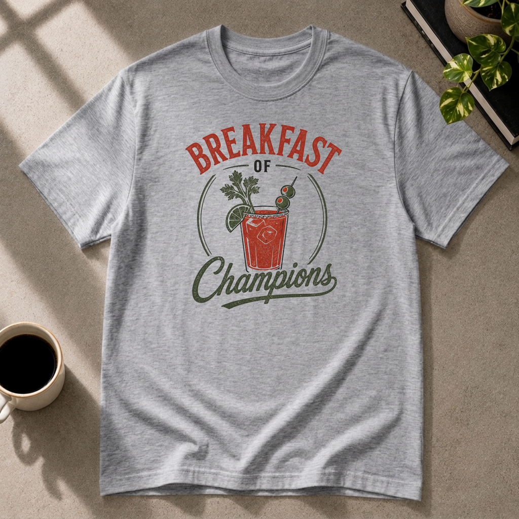 Breakfast of Champions graphic T-shirt in sport-grey by Butter & Tonic on m tee by Butter & Tonic