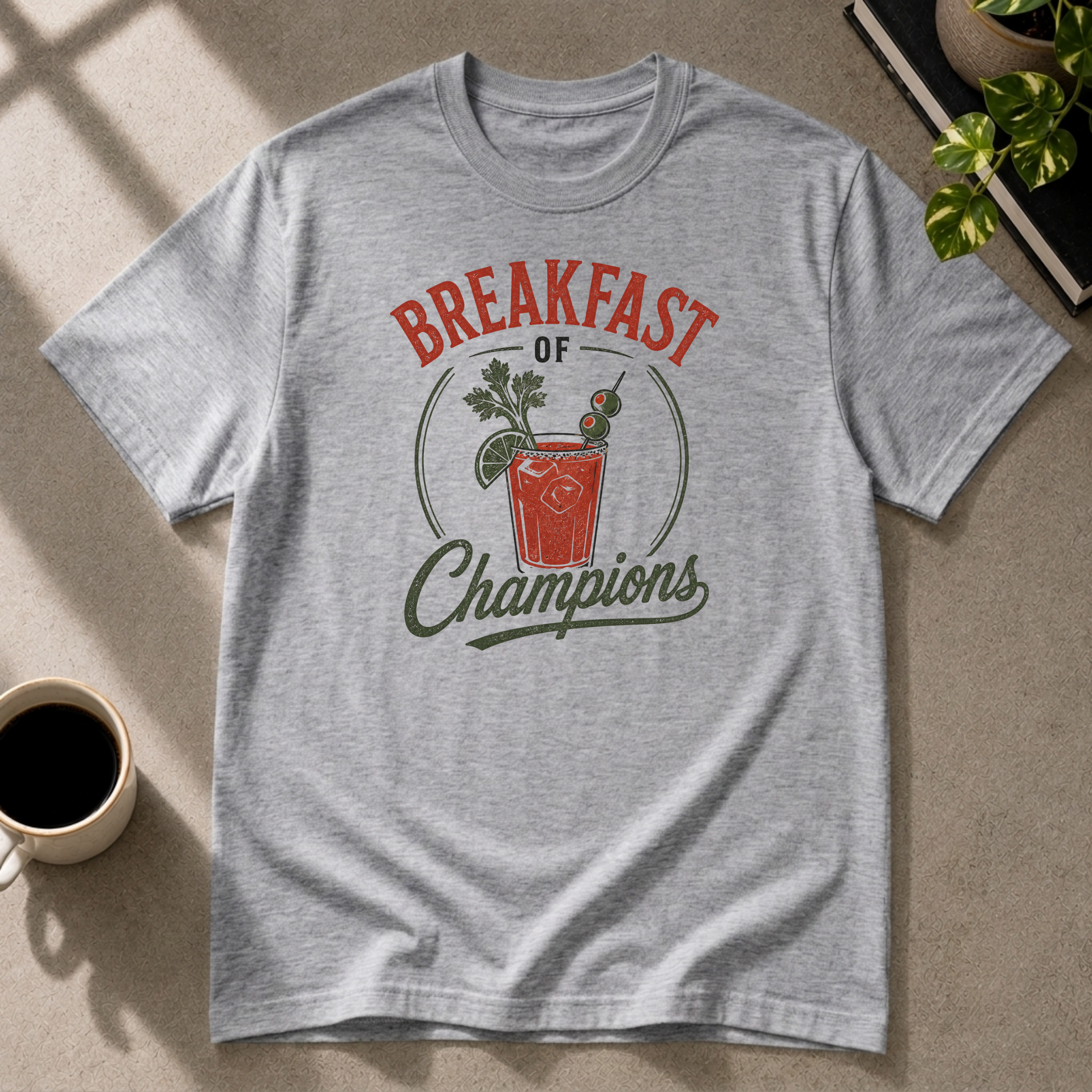 Breakfast of Champions graphic T-shirt in sport-grey by Butter & Tonic on m tee by Butter & Tonic
