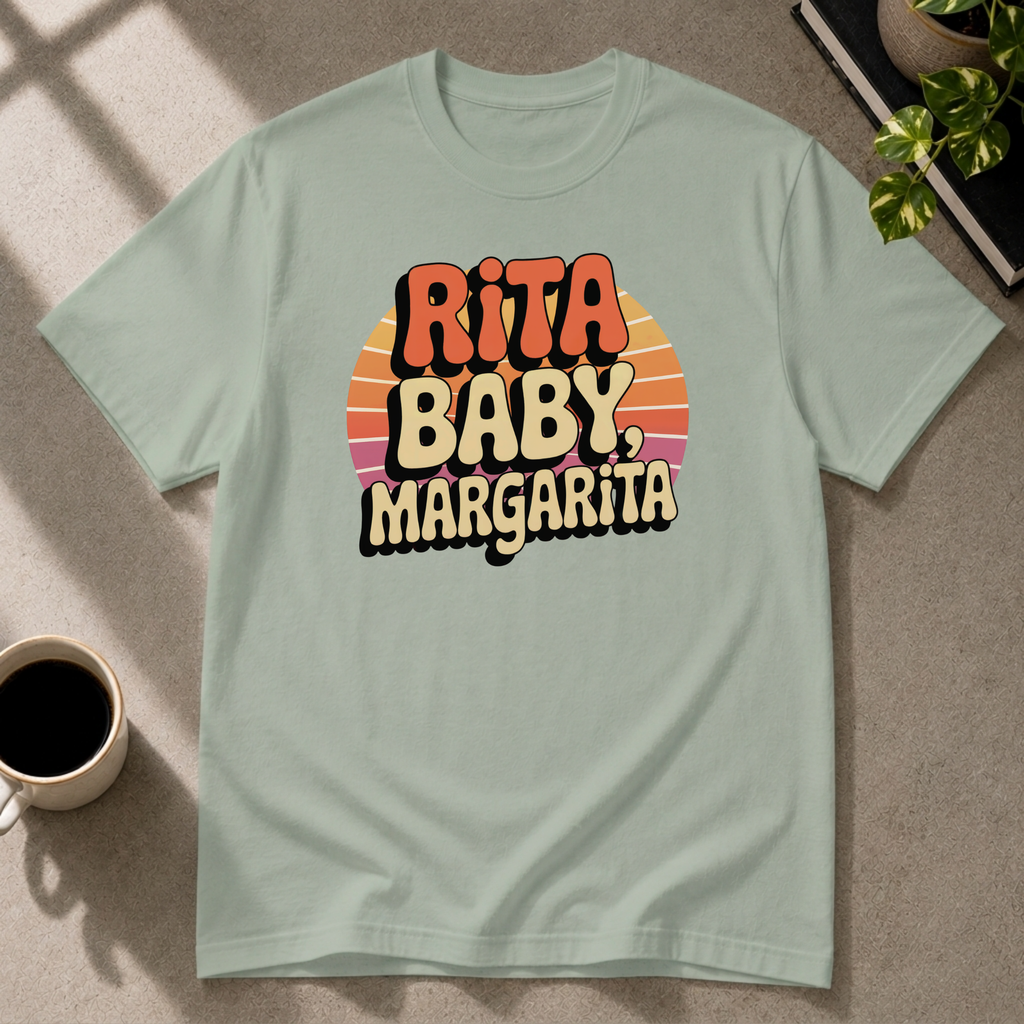 Rita Baby graphic T-shirt on sage tee by Butter & Tonic
