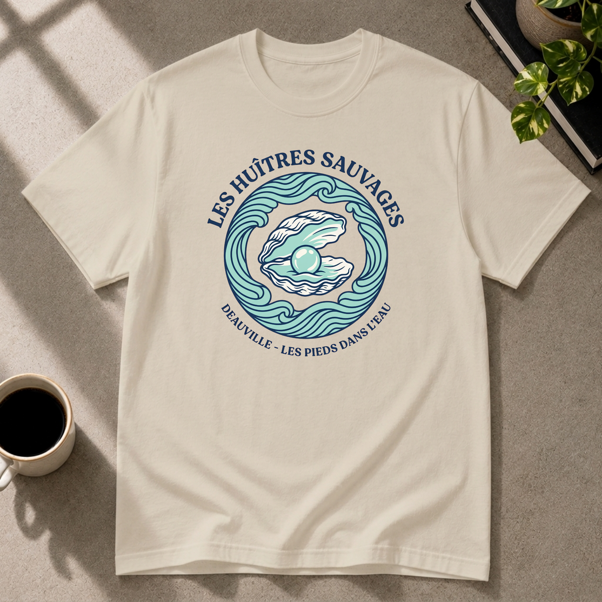 Oyster graphic T-shirt on sand tee by Butter & Tonic