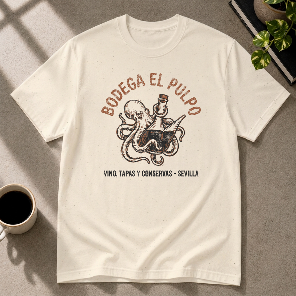 Octopus graphic T-shirt on natural tee by Butter & Tonic