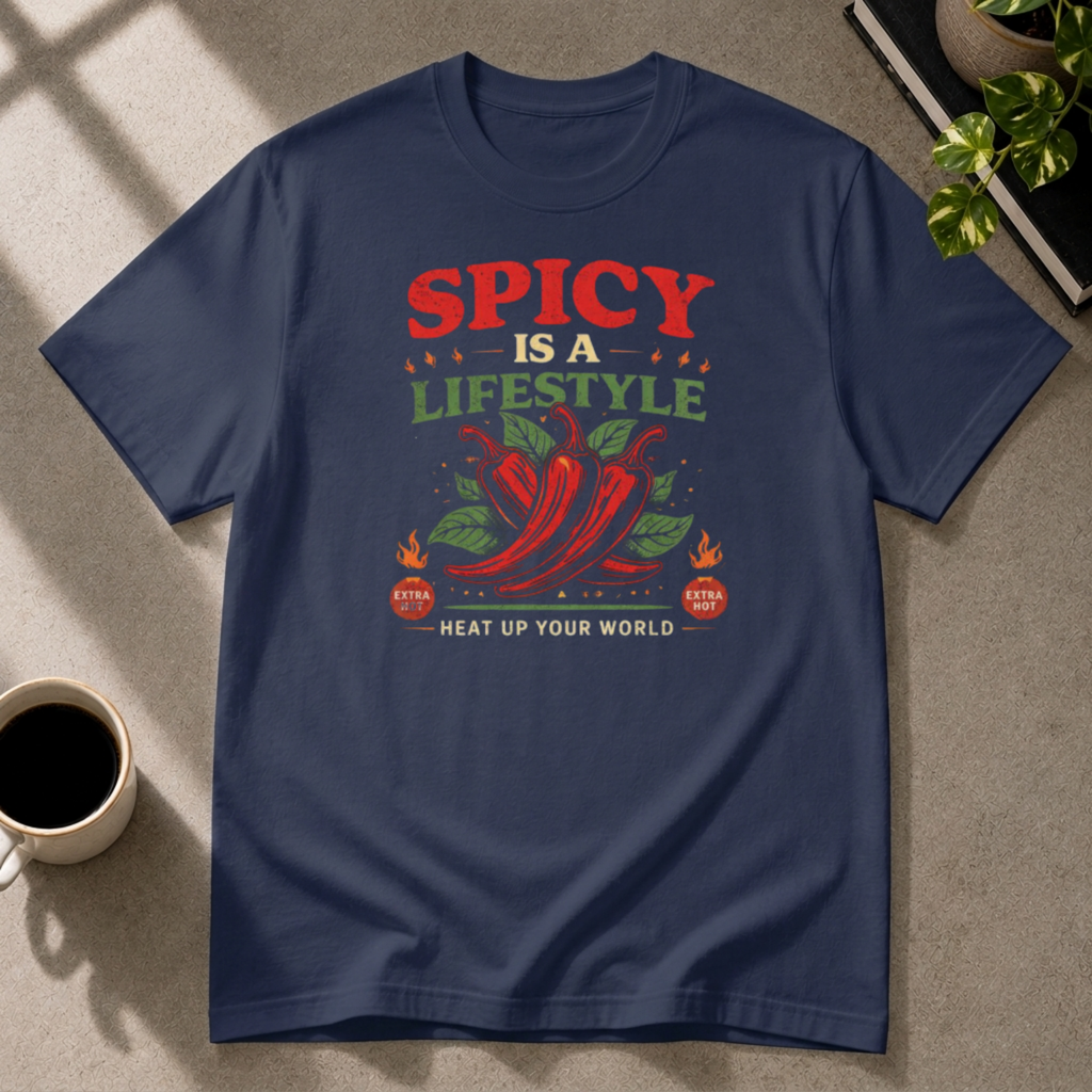 Spicy food graphic T-shirt in navy by Butter & Tonic on l tee by Butter & Tonic