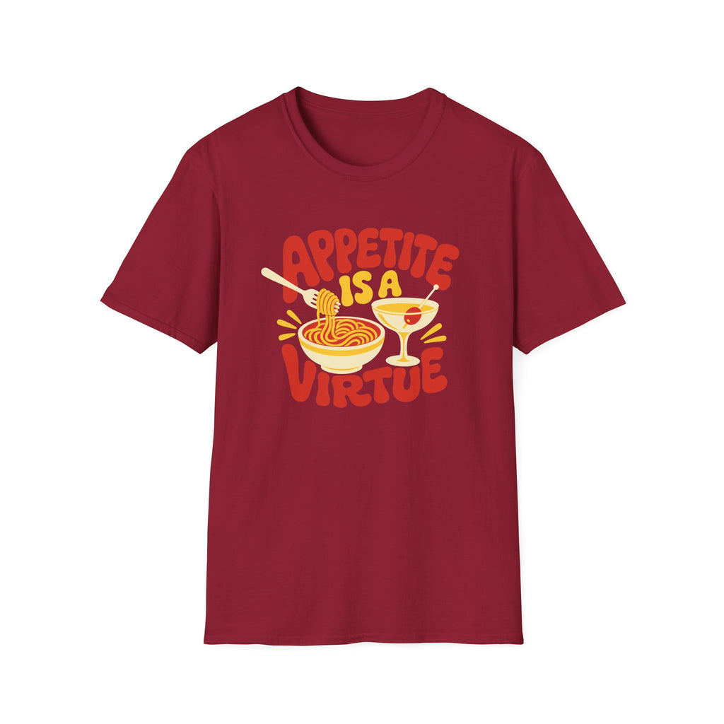 Appetite Is a Virtue graphic T-shirt in black by Butter & Tonic