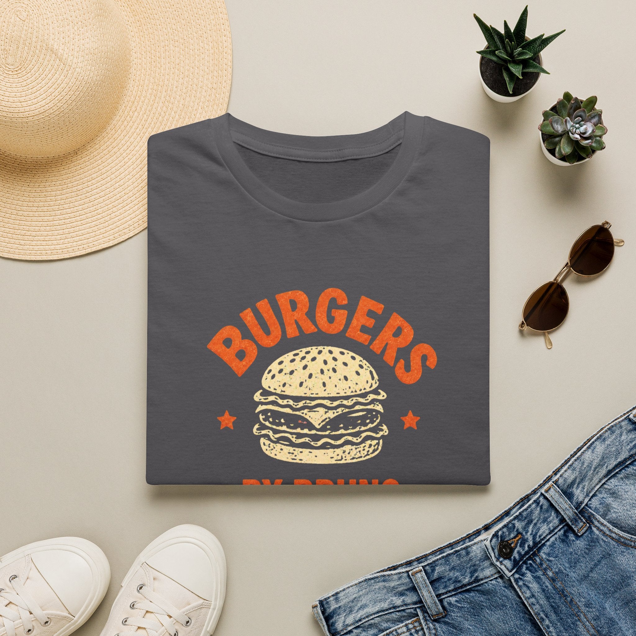 Burgers by Bruno graphic T-shirt in navy by Butter & Tonic