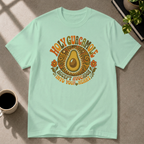 Avocado guacamole graphic T-shirt on mint green tee by Butter & Tonic