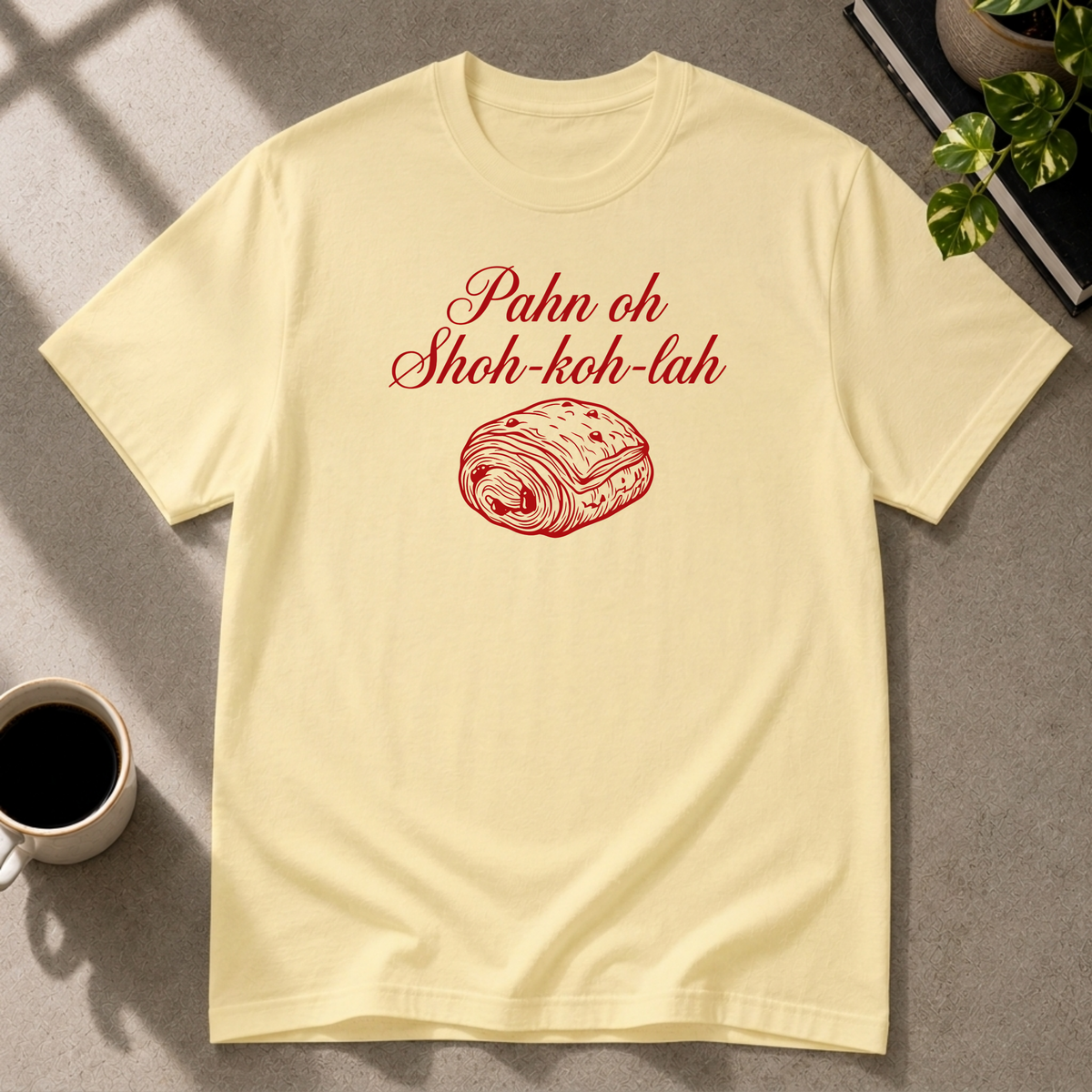 Chocolate Croissant graphic T-shirt on cornsilk tee by Butter & Tonic