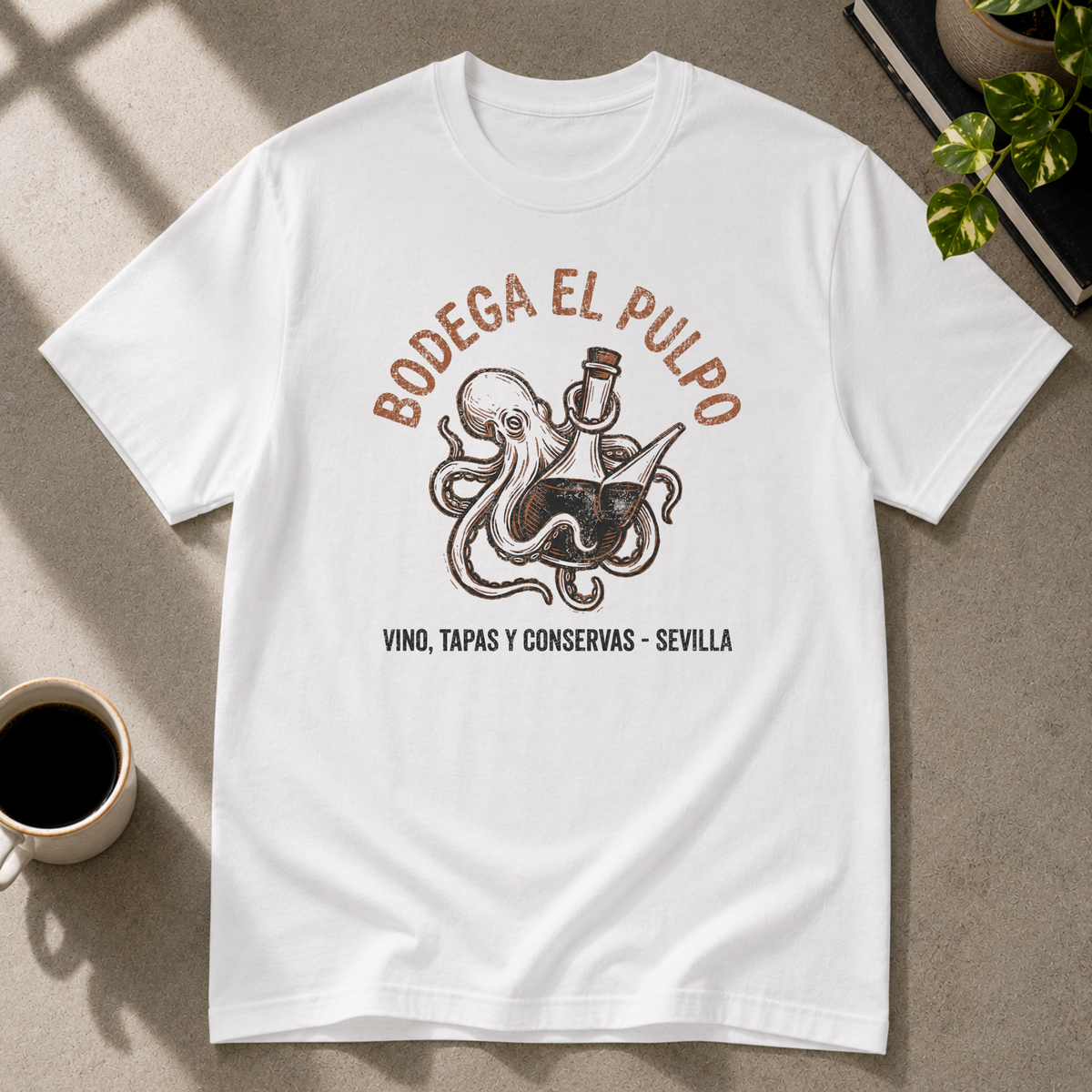 Octopus graphic T-shirt on white tee by Butter & Tonic