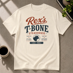 Steakhouse graphic T-shirt on sport grey tee by Butter & Tonic